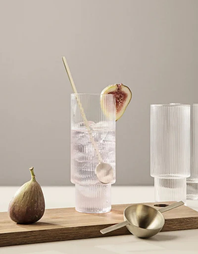Ripple Long Drink Glasses Set of 4-Clear
