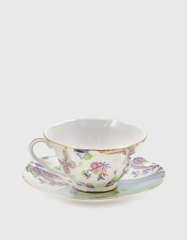 Wedgwood Butterfly Bloom Teacup and Saucer-Green