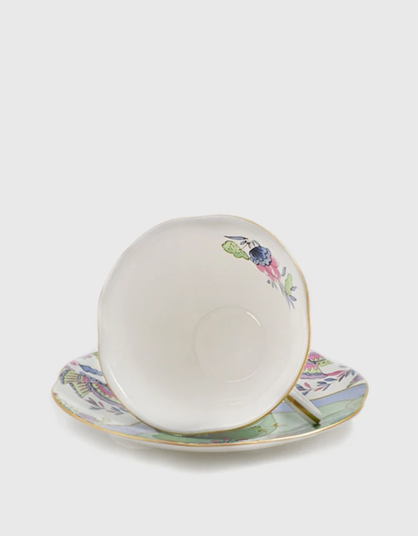 Wedgwood Butterfly Bloom Teacup and Saucer-Green