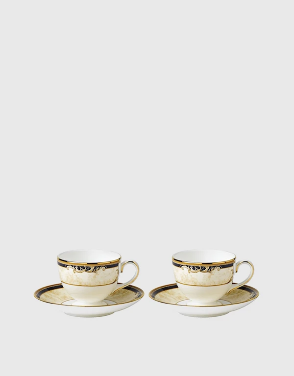 Wedgwood Cornucopia Teacups and Saucers Set of 2