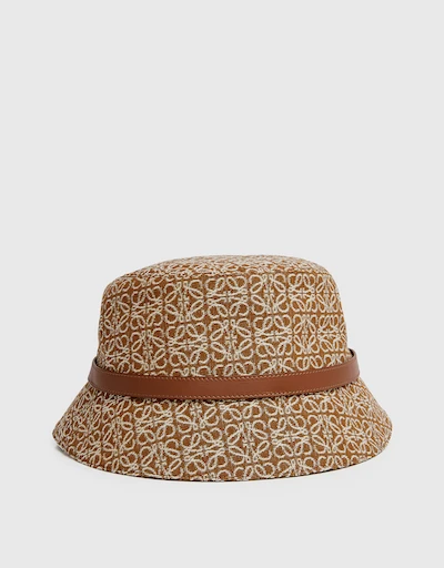 Anagram Jacquard And Calfskin Bucket Hat