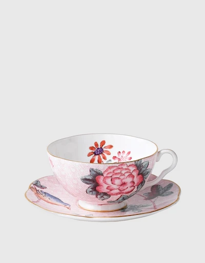 Cuckoo Teacup and Saucer-Pink