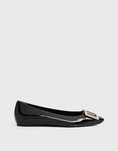 Trompette Patent Leather Metal Buckle Ballerinas Flats