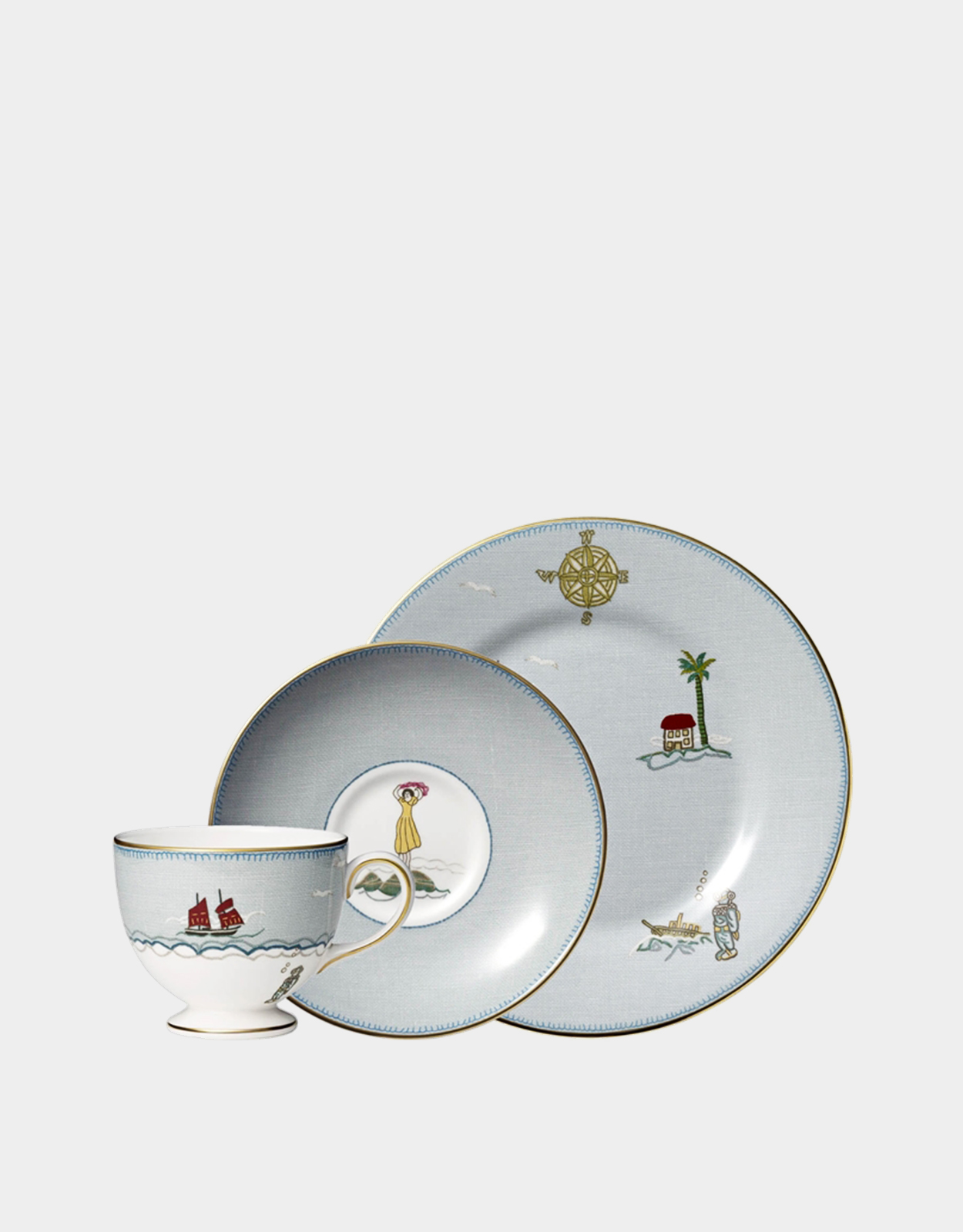 Wedgwood Sailor's Farewell Tea Cup, Saucer and Plate Set (テーブル