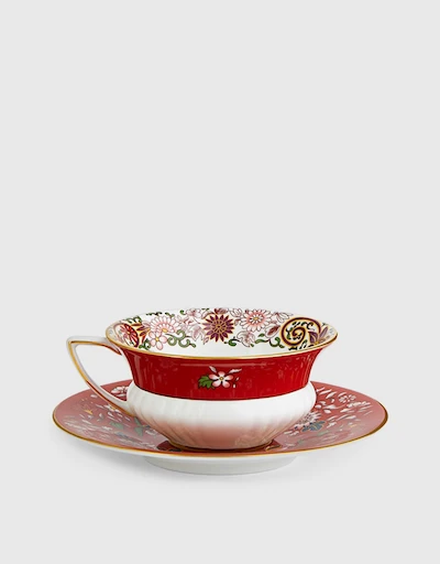 Wonderlust Crimson Orient Teacup and Saucer