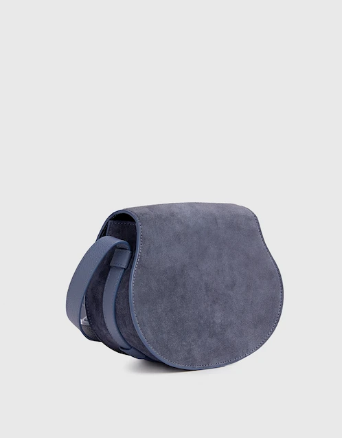 Marcie Small Suede Grained Calfskin Saddle Bag