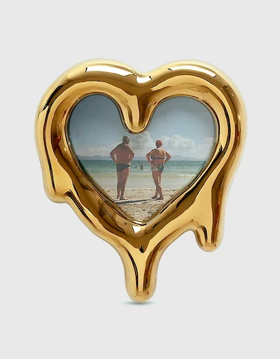 Melted Heart Metallic Porcelain Mirror and Photo Frame