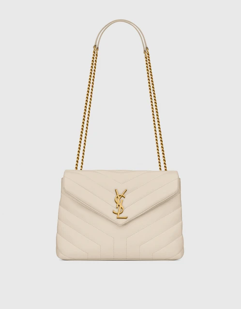 WOMAN SAINT LAURENT WHITE LEATHER LOULOU SMALL BAG