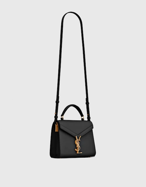 Cassandra Mini Grain De Poudre Embossed Leather Top Handle Bag