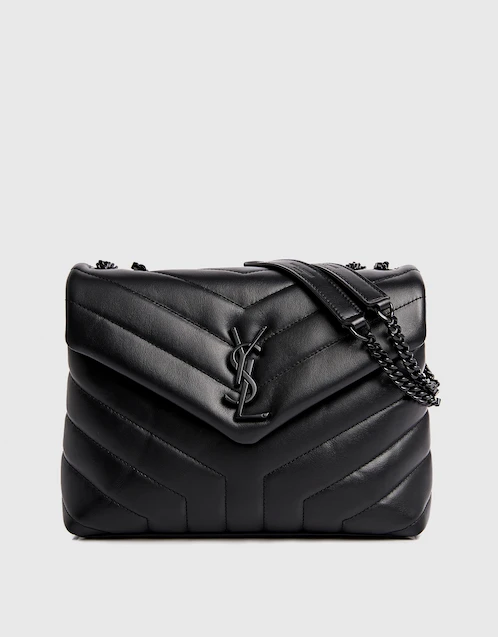 White Loulou small quilted leather shoulder bag, Saint Laurent