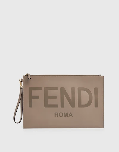 Fendi Roma 系列扁形大型皮革手拿包