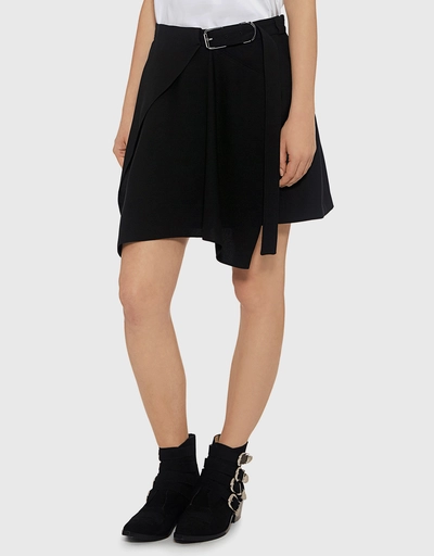 Asymmetric Buckled Mini Skirt 