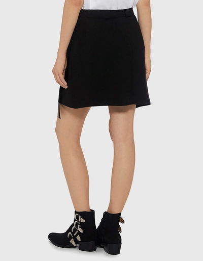 Asymmetric Buckled Mini Skirt 