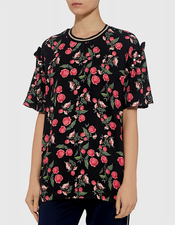 Mother of Pearl Cleve Stud Pearl Floral Tee