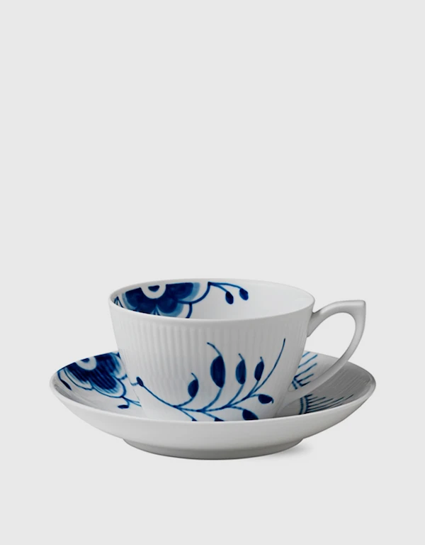 Royal Copenhagen Blue Fluted Mega Teacup and Saucer Set 280ml
