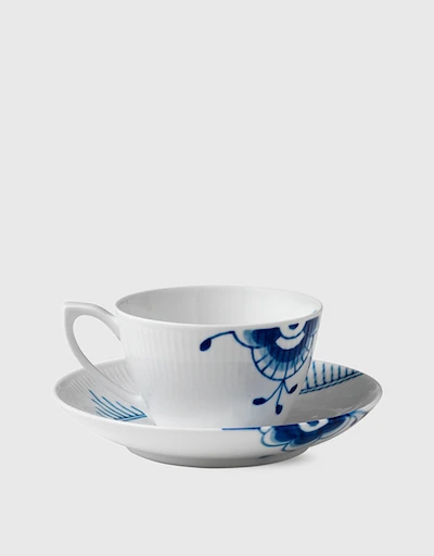 Blue Fluted Mega Teacup and Saucer Set 280ml