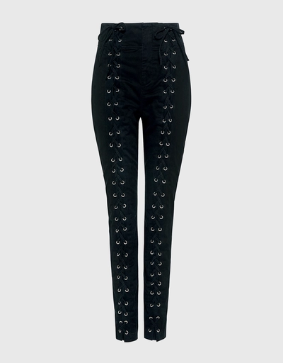 Kingsley High-rise Lace-up Cropped Pants