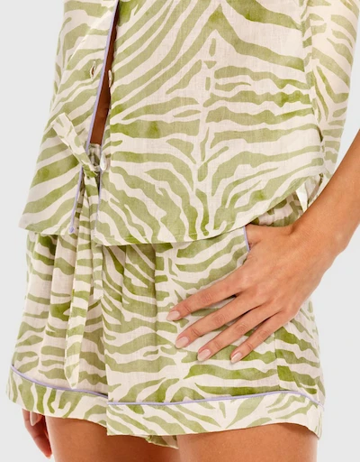 Nina Pajama Set-Olive Zebra