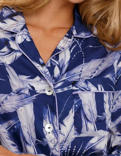 Vera Long Sleeve Pajama Set-Blue Plume