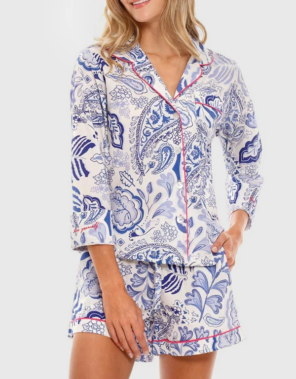 The Lazy Poet Vera Long Sleeve Pajama Set-Persian Blue
