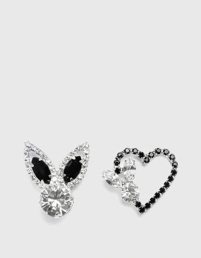 Black Heart Rabbit Earrings