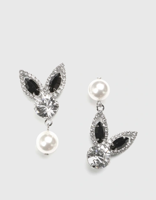 Black Rabbit Pearl Drop Earrings