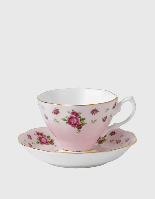 New Country Roses Pink Teacup And Saucer