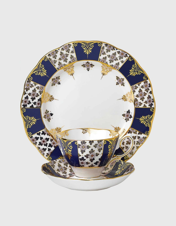 Royal Albert 100 Years Regency Blue 3-piece Tea Set
