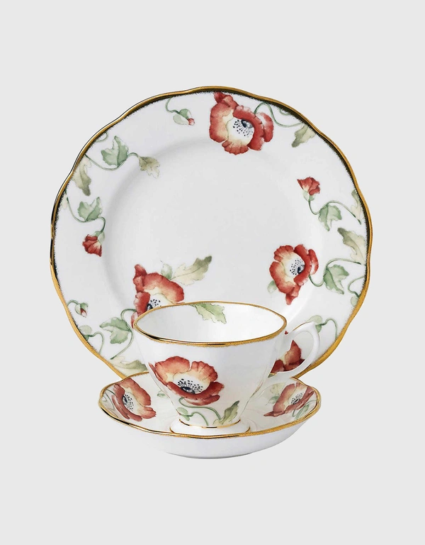 Royal Albert 100 Years Poppy 3-piece Tea Set