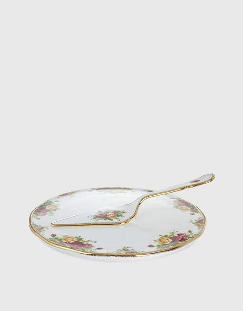 Old Country Roses Bone China Cake Plater And Server 