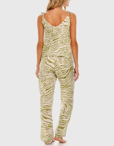 Amelie Pajama Set-Olive Zebra