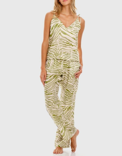 Amelie Pajama Set-Olive Zebra