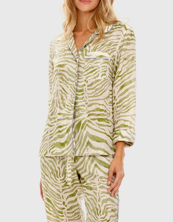 The Lazy Poet Emma Pajama Set-Olive Zebra