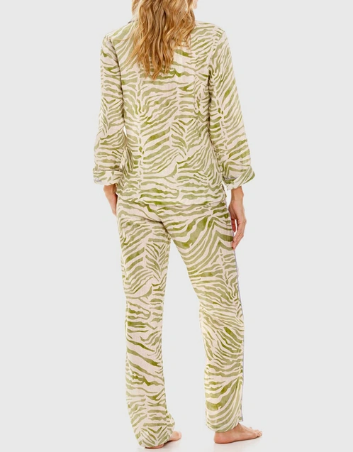 Emma Pajama Set-Olive Zebra