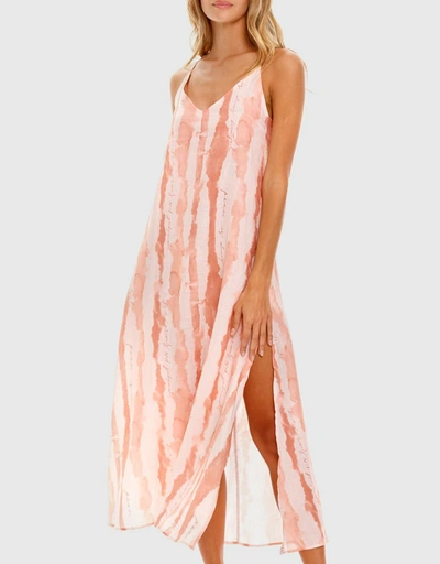 Frida Printed Maxi Slip Dress-Rosé Dreams
