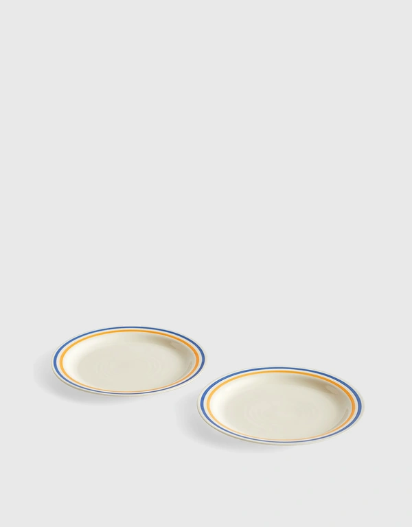 HAY Sobremesa Medium Plate Set Of Two-Blue And Yellow