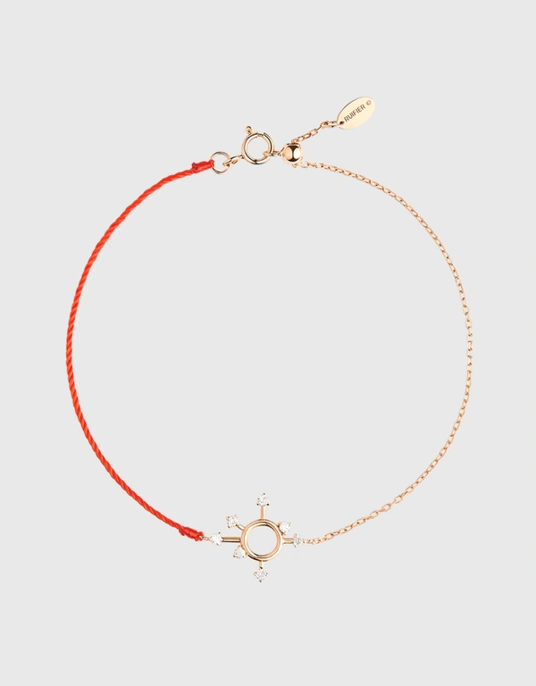 Ruifier Jewelry  Scintilla Epta Orb Hybrid 18ct Rose Gold and Red Cord Bracelet 