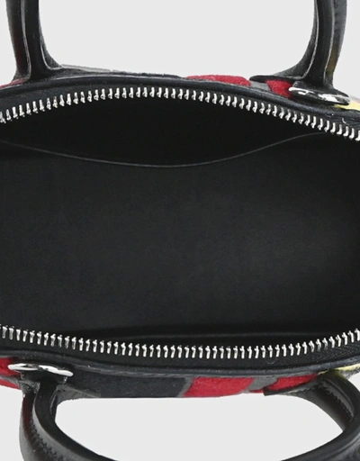 Hermès Mini Bolide 1923  20 Swift Leather Handbag-Black/Bordeaux Red Silver Hardware