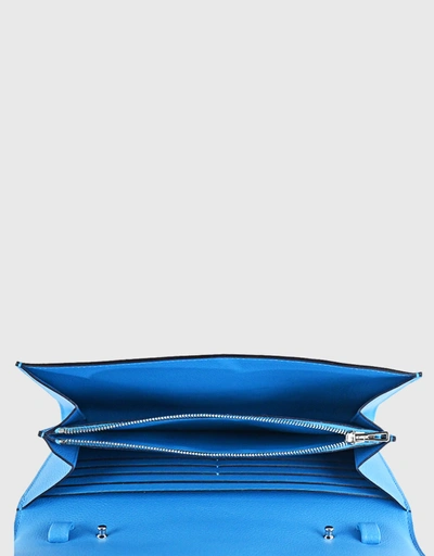 Hermès Constance To Go Evercolor Swift Leather Long Wallet-Frida Bleu Silver Hardware