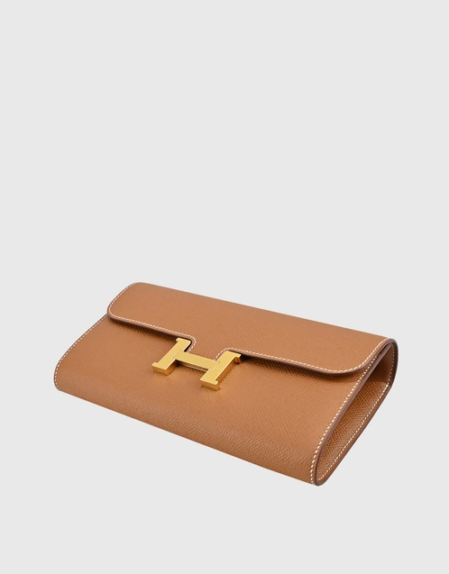 Hermès Constance To Go Epsom Leather Long Wallet-Gold Gold Hardware