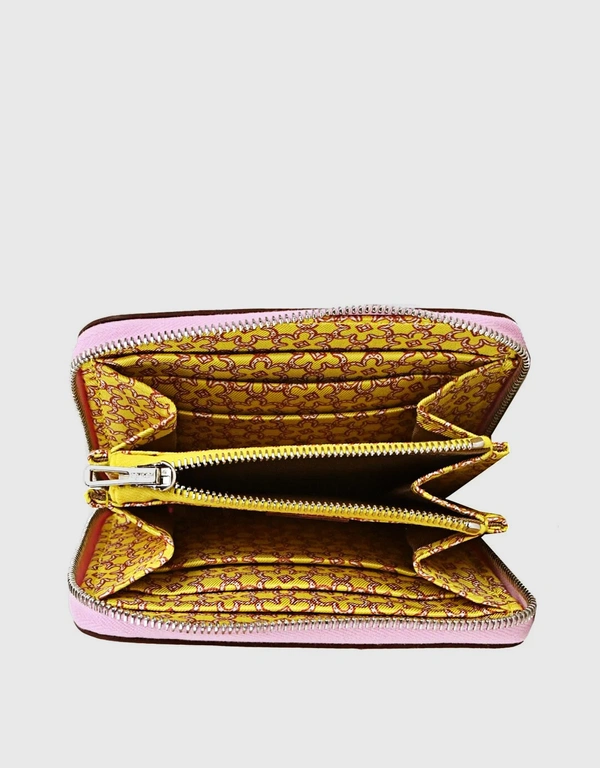 Hermès Silk'In Compact Epsom Leather Wallet-Mauve Sylvestre/Jaune Citron/Cuivre