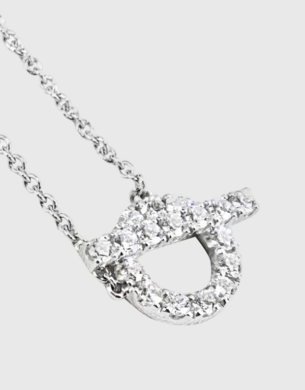 Hermès Finesse Pendant 18K Whit Gold Daimonds Necklace-Silver