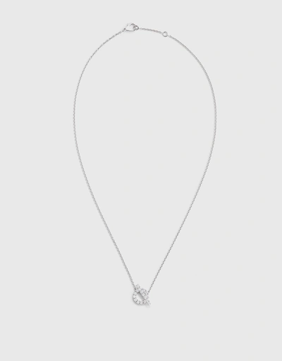 Hermès Finesse Pendant 18K Whit Gold Daimonds Necklace-Silver