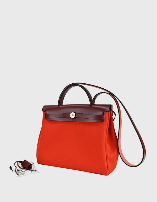 Hermès Herbag Zip 31 Canvas Handbag-Poppy Orange with Orange Enamel Buckle
