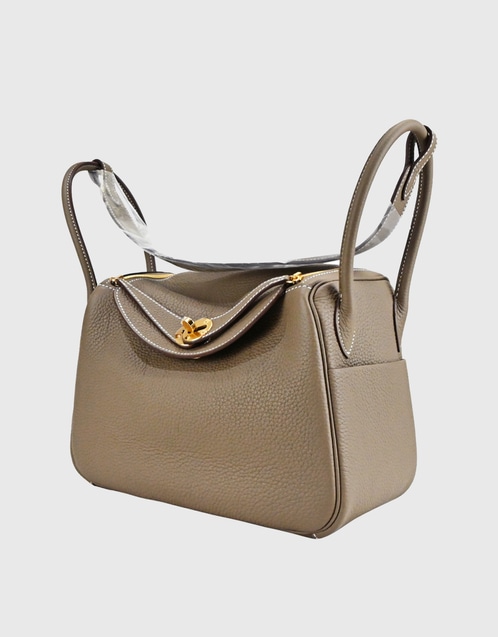 Hermès - Hermès Lindy 26 Taurillon Clemence Leather Handbag-Noir Gold Hardward