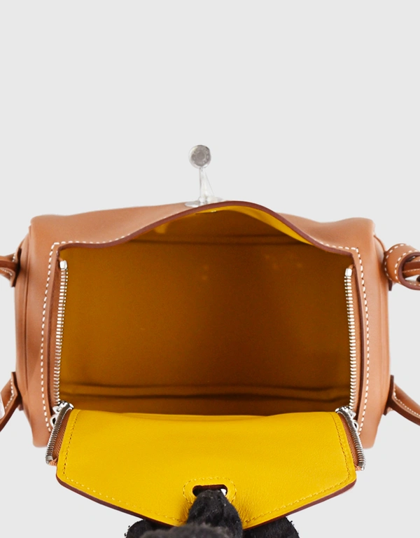 Hermès Hermès Mini Lindy 19 Swift Leather Crossbody Bag-Gold/Amber Yellow Silver Hardware