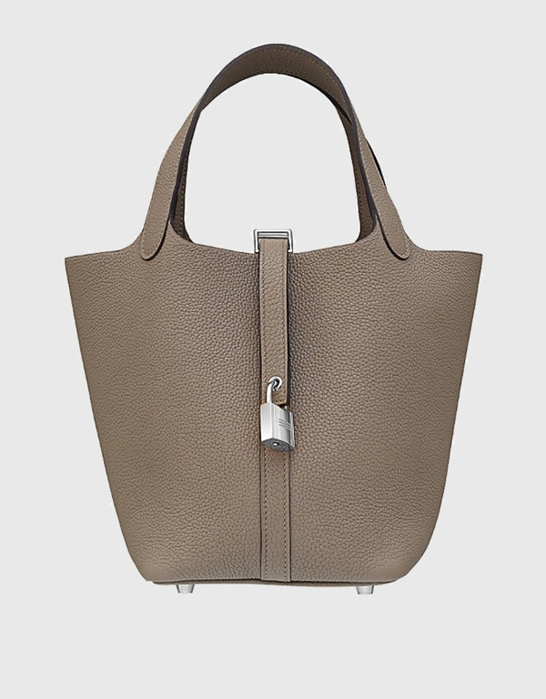 Hermès Picotin Lock 18 Taurillon Clemence Leather Bucket Bag-Etoupe Silver Hardware