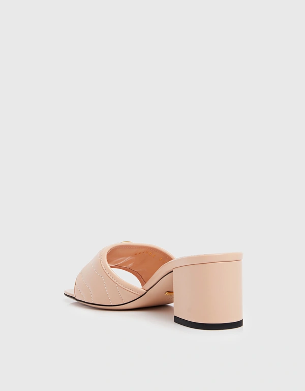 Gucci Women's Double G Leather Mid-heel Slide Sandal