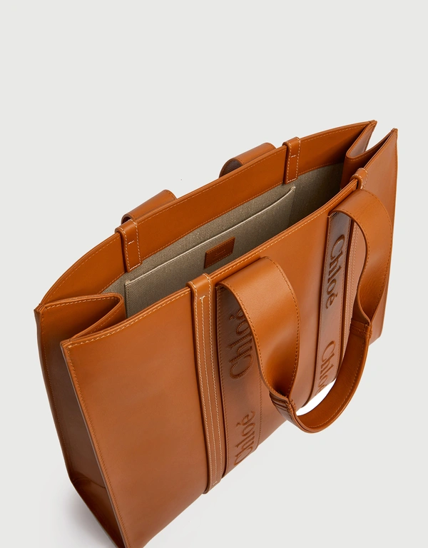 Woody Large Smooth Calfskin Leather Tote Bag