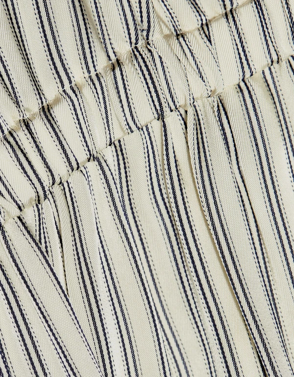 Contrast Stripe Shoulder Tie Midi Dress 